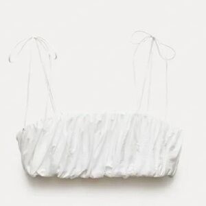 Zara White Ruched Top